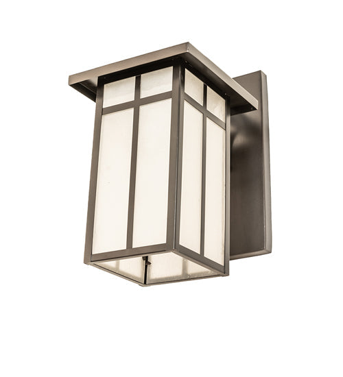 Meyda Lighting Hyde Park 7" Craftsman Brown On Copper "T" Mission Solid Mount Wall Sconce With Frosted Seeded Shade Glass