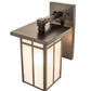 Meyda Lighting Hyde Park 7" Craftsman Brown On Copper "T" Mission Solid Mount Wall Sconce With Frosted Seeded Shade Glass