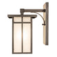 Meyda Lighting Hyde Park 7" Craftsman Brown On Copper "T" Mission Solid Mount Wall Sconce With Frosted Seeded Shade Glass