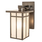 Meyda Lighting Hyde Park 7" Craftsman Brown On Copper "T" Mission Solid Mount Wall Sconce With Frosted Seeded Shade Glass