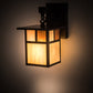 Meyda Lighting Hyde Park 7" Craftsman Brown "T" Mission Wall Sconce With Beige Art & Amber Mica Shade Glass
