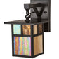 Meyda Lighting Hyde Park 7" Craftsman Brown "T" Mission Wall Sconce With Beige Art & Amber Mica Shade Glass