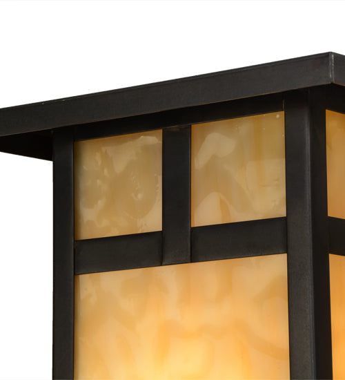 Meyda Lighting Hyde Park 7" Craftsman Brown T Mission Wall Sconce With Beige Art Shade Glass