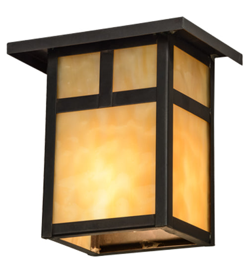 Meyda Lighting Hyde Park 7" Craftsman Brown T Mission Wall Sconce With Beige Art Shade Glass