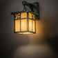 Meyda Lighting Hyde Park 7" Verdigris Sprig Hanging Wall Sconce With Beige Iridescent Shade Glass
