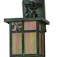 Meyda Lighting Hyde Park 7" Verdigris Sprig Hanging Wall Sconce With Beige Iridescent Shade Glass