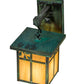 Meyda Lighting Hyde Park 7" Verdigris Sprig Hanging Wall Sconce With Beige Iridescent Shade Glass