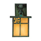 Meyda Lighting Hyde Park 7" Verdigris Sprig Hanging Wall Sconce With Beige Iridescent Shade Glass