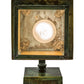 Meyda Lighting Hyde Park 7" Verdigris Sprig Hanging Wall Sconce With Beige Iridescent Shade Glass