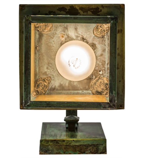 Meyda Lighting Hyde Park 7" Verdigris Sprig Hanging Wall Sconce With Beige Iridescent Shade Glass