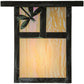 Meyda Lighting Hyde Park 7" Verdigris T Mission Wall Sconce With Beige Iridescent Dragonfly Art Shade Glass