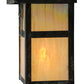 Meyda Lighting Hyde Park 7" Verdigris T Mission Wall Sconce With Beige Iridescent Dragonfly Art Shade Glass