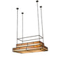 Meyda Lighting Hyde Park 72" 12-Light Oil Rubbed Bronze Ceiling Island Pendant Light With Beige Iridescent & Amber Mica Shade Glass