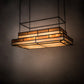 Meyda Lighting Hyde Park 72" 12-Light Oil Rubbed Bronze Ceiling Island Pendant Light With Beige Iridescent & Amber Mica Shade Glass