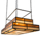 Meyda Lighting Hyde Park 72" 12-Light Oil Rubbed Bronze Ceiling Island Pendant Light With Beige Iridescent & Amber Mica Shade Glass