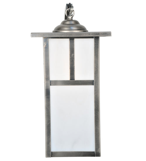 Meyda Lighting Hyde Park 8" Antique Nickel T Mission Curved Arm Wall Sconce With White Shade Glass