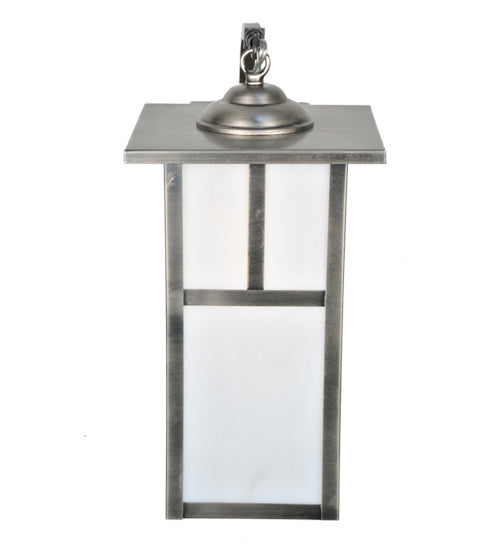 Meyda Lighting Hyde Park 8" Antique Nickel T Mission Curved Arm Wall Sconce With White Shade Glass