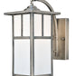 Meyda Lighting Hyde Park 8" Antique Nickel T Mission Curved Arm Wall Sconce With White Shade Glass