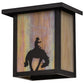 Meyda Lighting Hyde Park 8" Craftsman Brown Cowboy Wall Sconce With Beige Iridescent Art Shade Glass