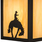 Meyda Lighting Hyde Park 8" Craftsman Brown Cowboy Wall Sconce With Beige Iridescent Art Shade Glass