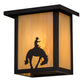 Meyda Lighting Hyde Park 8" Craftsman Brown Cowboy Wall Sconce With Beige Iridescent Art Shade Glass