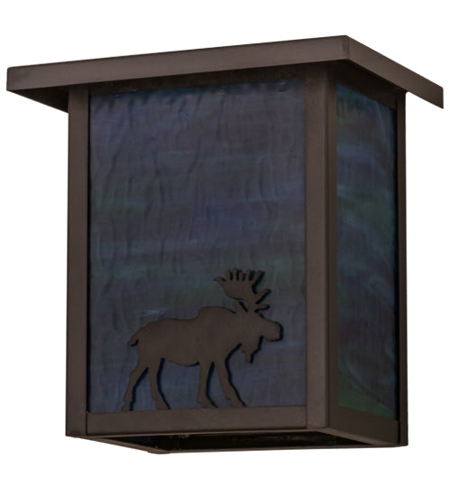 Meyda Lighting Hyde Park 8" Craftsman Brown Finish Wall Sconce With Blue Green Shade Glass