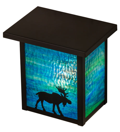 Meyda Lighting Hyde Park 8" Craftsman Brown Finish Wall Sconce With Blue Green Shade Glass