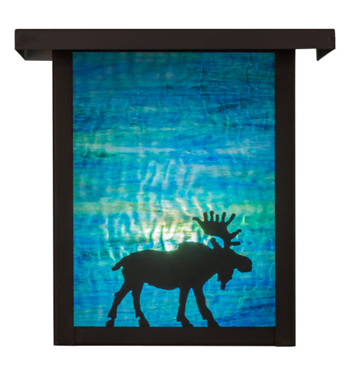 Meyda Lighting Hyde Park 8" Craftsman Brown Finish Wall Sconce With Blue Green Shade Glass