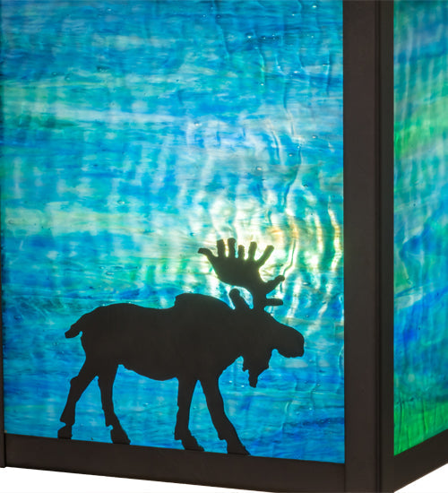 Meyda Lighting Hyde Park 8" Craftsman Brown Finish Wall Sconce With Blue Green Shade Glass