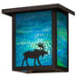 Meyda Lighting Hyde Park 8" Craftsman Brown Finish Wall Sconce With Blue Green Shade Glass