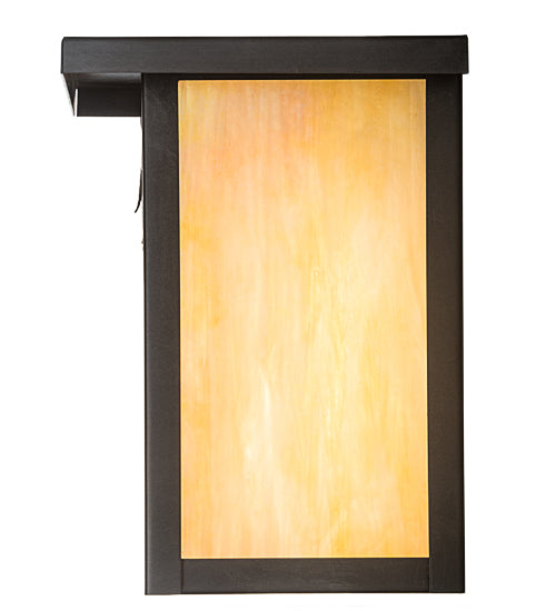 Meyda Lighting Hyde Park 8" Craftsman Brown Sprig Wall Sconce With Beige Iridescent Shade Glass