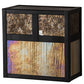 Meyda Lighting Hyde Park 8" Craftsman Brown "T" Mission Wall Sconce With Beige Iridescent & Amber Mica Shade Glass