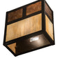 Meyda Lighting Hyde Park 8" Craftsman Brown "T" Mission Wall Sconce With Beige Iridescent & Amber Mica Shade Glass