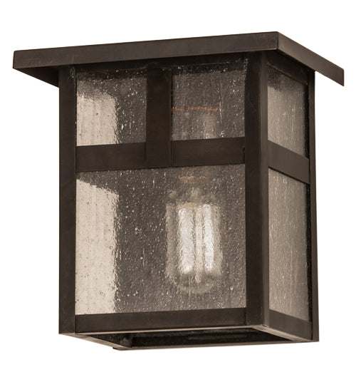 Meyda Lighting Hyde Park 8" Craftsman Brown T Mission Wall Sconce With Clear Seeded Shade Glass