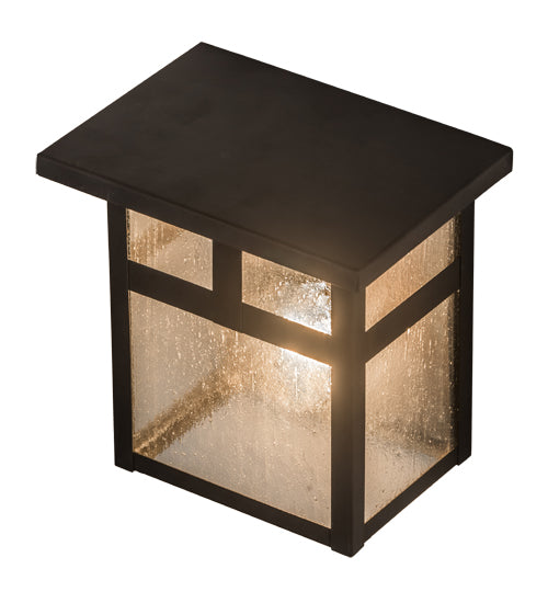 Meyda Lighting Hyde Park 8" Craftsman Brown T Mission Wall Sconce With Clear Seeded Shade Glass