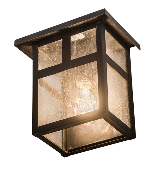 Meyda Lighting Hyde Park 8" Craftsman Brown T Mission Wall Sconce With Clear Seeded Shade Glass