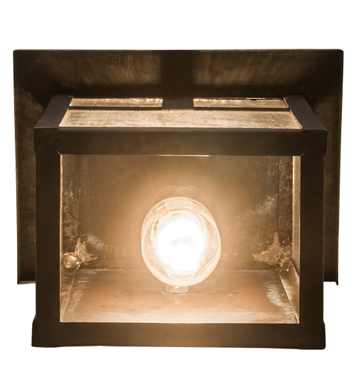 Meyda Lighting Hyde Park 8" Craftsman Brown T Mission Wall Sconce With Clear Seeded Shade Glass