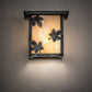 Meyda Lighting Hyde Park 8" Verdigris Maple Leaf Wall Sconce With Beige Iridescent Shade Glass