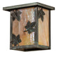 Meyda Lighting Hyde Park 8" Verdigris Maple Leaf Wall Sconce With Beige Iridescent Shade Glass