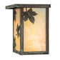 Meyda Lighting Hyde Park 8" Verdigris Maple Leaf Wall Sconce With Beige Iridescent Shade Glass