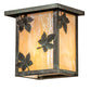 Meyda Lighting Hyde Park 8" Verdigris Maple Leaf Wall Sconce With Beige Iridescent Shade Glass