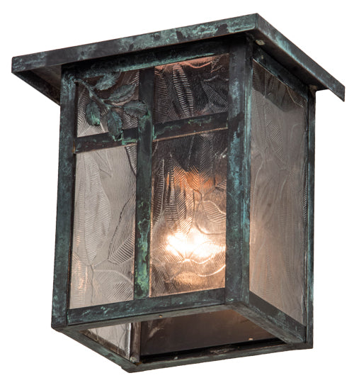 Meyda Lighting Hyde Park 8" Verdigris Sprig Wall Sconce With Clear Leaf Shade Glass