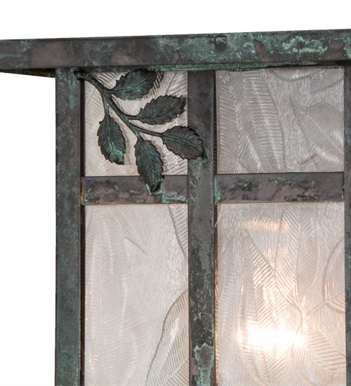 Meyda Lighting Hyde Park 8" Verdigris Sprig Wall Sconce With Clear Leaf Shade Glass