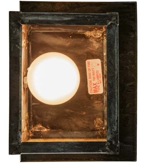 Meyda Lighting Hyde Park 8" Verdigris T Mission Left Dragonfly Wall Sconce With Beige Irridescent Shade Glass