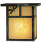 Meyda Lighting Hyde Park 8" Verdigris T Mission Left Dragonfly Wall Sconce With Beige Irridescent Shade Glass