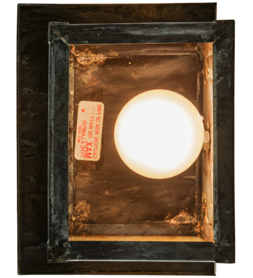 Meyda Lighting Hyde Park 8" Verdigris T Mission Right Dragonfly Wall Sconce With Beige Irridescent Shade Glass