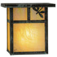 Meyda Lighting Hyde Park 8" Verdigris T Mission Right Dragonfly Wall Sconce With Beige Irridescent Shade Glass