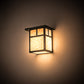 Meyda Lighting Hyde Park 8" Verdigris "T" Mission Wall Sconce With Beige Art Shade Glass