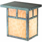 Meyda Lighting Hyde Park 8" Verdigris "T" Mission Wall Sconce With Beige Art Shade Glass