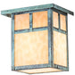 Meyda Lighting Hyde Park 8" Verdigris "T" Mission Wall Sconce With Beige Art Shade Glass
